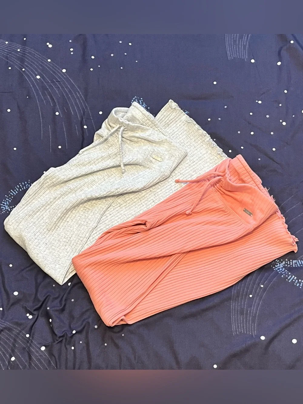 Girls Sz 7/8 Justice Ribbed Flare Pants Bundle of 2 Pink & Gray